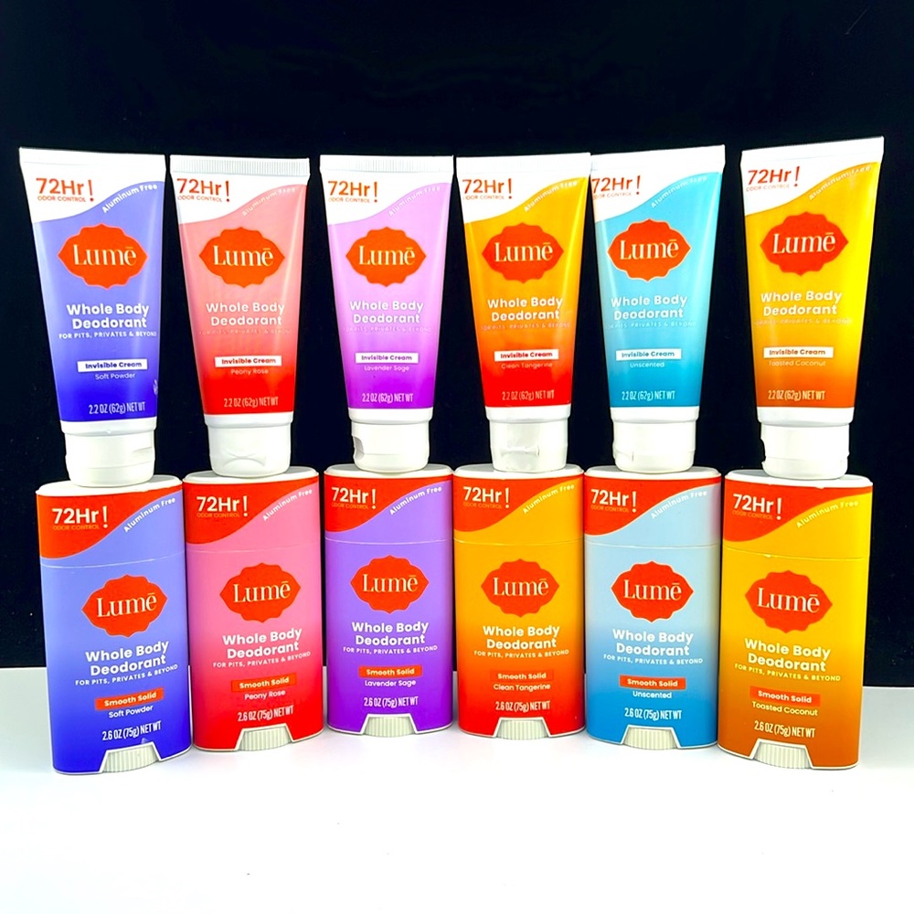 Lume & Mando Cream Deodorant Tube & Solid Stick Deodorant Matching Scent Choose